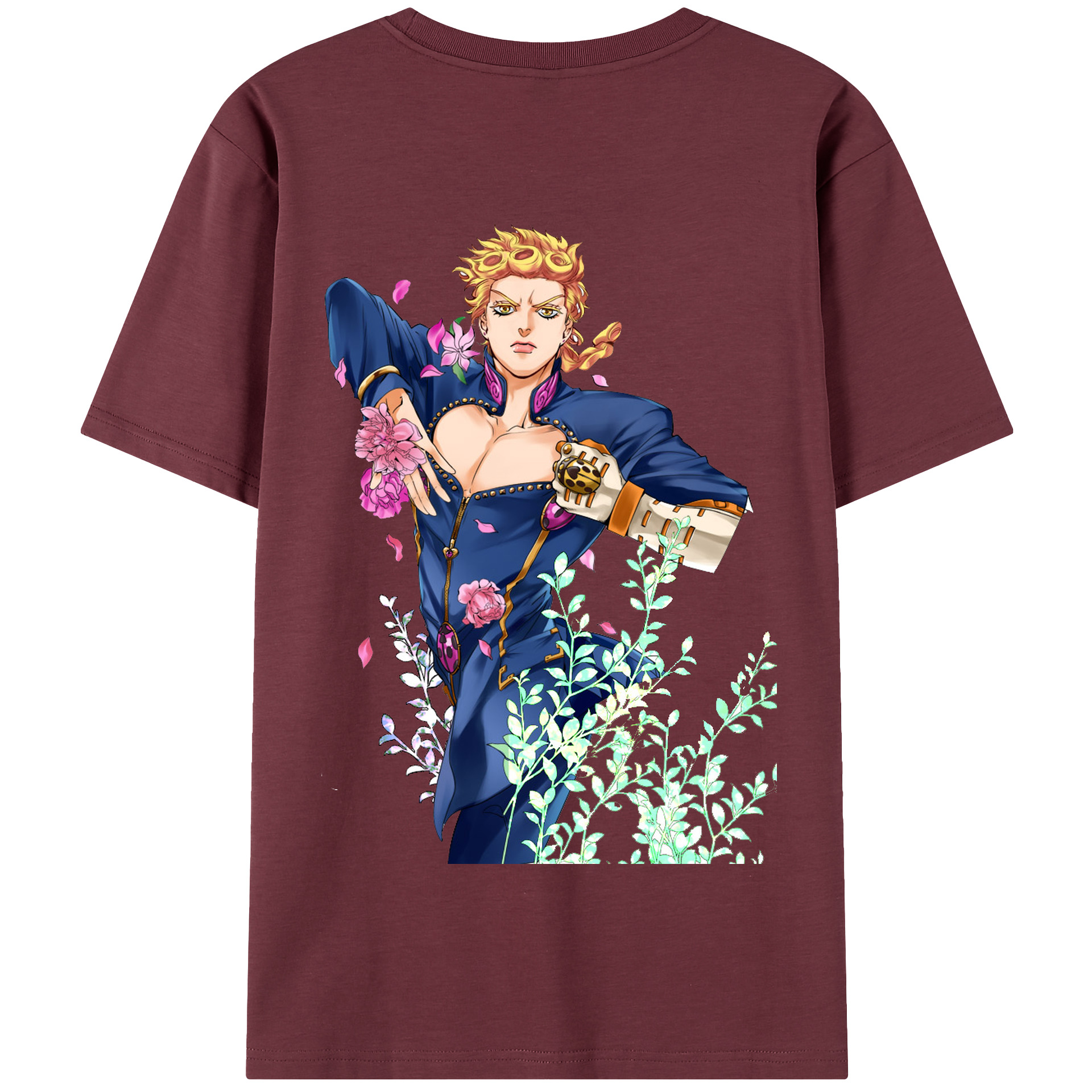 （画像用） ジョジョの奇妙な冒険 ジョルノ?ジョバァーナ JoJo's Bizarre Adventure Giorno Giovanna 綿100％半袖Tシャツ（背面プリント）